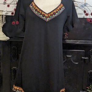 💖 5/$25 💖 SHEIN Raglan Sleeve Embroidery Tape Dres Size L